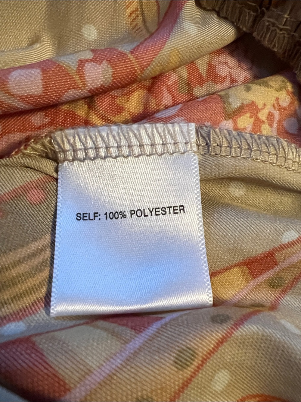 Rose & Olive Beige Floral Wide-Leg Pants Coral Mustard Print Size M EUC Boho - Picture 10 of 10